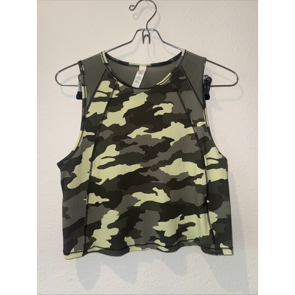 Lululemon Sculpture Tank Size 4 Cropped Heritage 365 Camo Crispin Green Olive